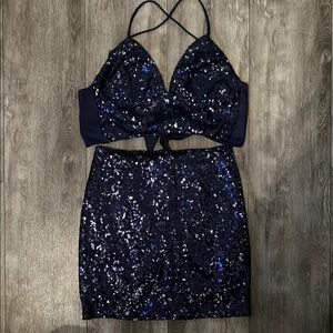 Lucy in the Sky Blue Sequin Mini Skirt